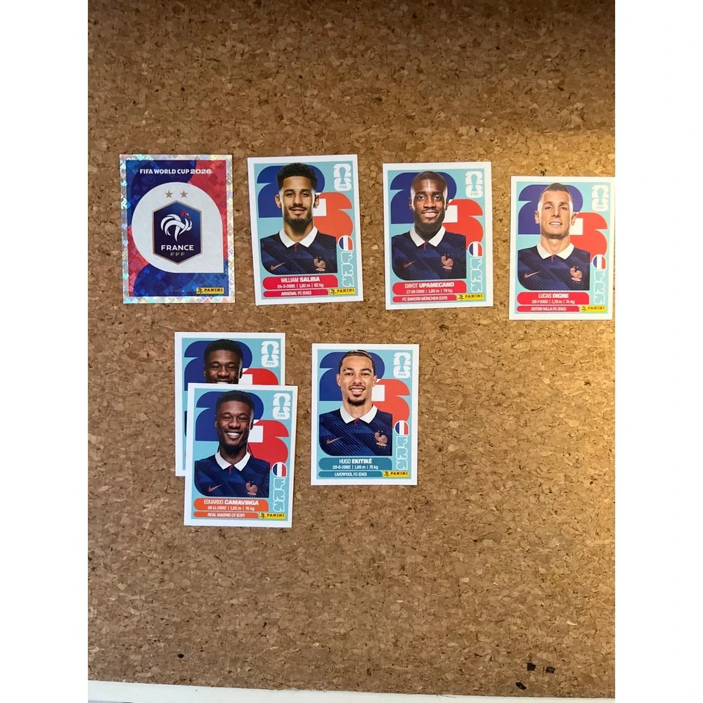 Panini FIFA World Cup 2026 France Sticker Lot Saliba Camavinga Upamecano 7pc